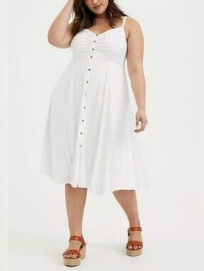Torrid Midi Textured Woven Button-Front Dress Size 4x